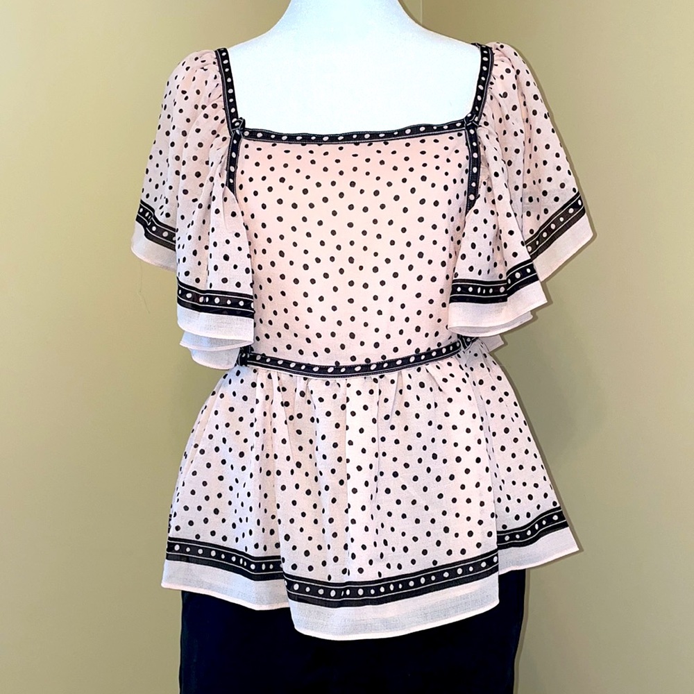 Max studio pink polka dot blouse